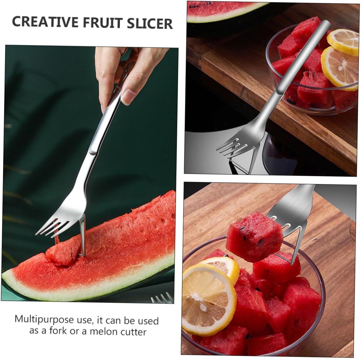 Garneck 3pcs Creative Watermelon Slicer and Fork Melon Cutting Tool for Quick Fruit Salad Preparation Wear-resistant Design for Cutting