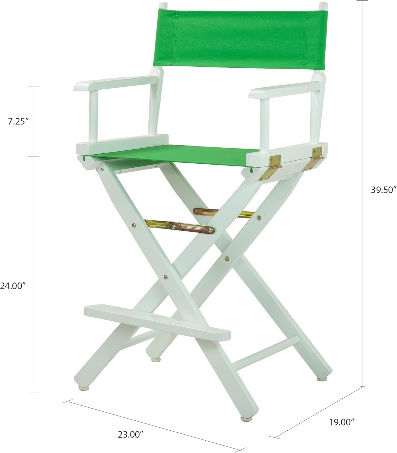 Casual Home Director's Chair ,White Frame/Green Canvas,24" - Counter Height