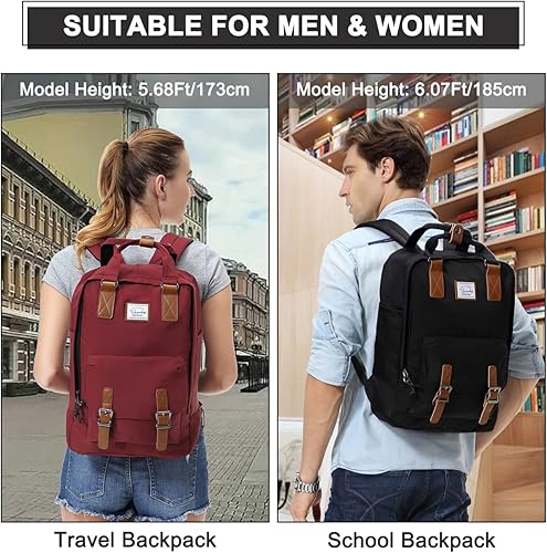 Miniatura 7 de VASCHY Mochila escolar para hombres y mujeres, unisex, resistente al agua, casual, mochila para la universidad, se adapta a portátiles de 15