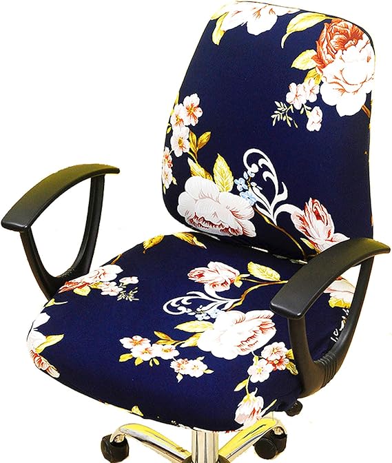 Perktail Removable Office Chair Cover with Floral Pattern