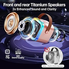 Kinglucky Mini Karaoke Machine for Kids, 2025 TOP Birthday Gifts Ideas for 3-12 Year Old Girls, Christmas Party Gifts Kids\' Personal Video Players Accessories with 2 Wireless Microphones - Rose Gold