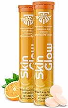TRUMAX Skin Glow Japanese Glutathione Skin Glowing Tablets | 20 Effervescent Tablets with 500mg L-Glutathione & Vitamin C & Hyaluronic Acid | Brightening & Dark Spot Removal | Tangy Orange