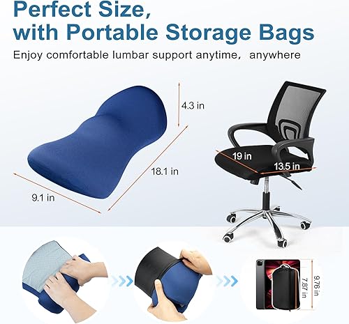 Miniatura 7 de Dikuer Almohada de apoyo lumbar térmica, almohada de apoyo lumbar de espuma viscoelástica con almohadilla térmica desmontable para aliviar el dolor