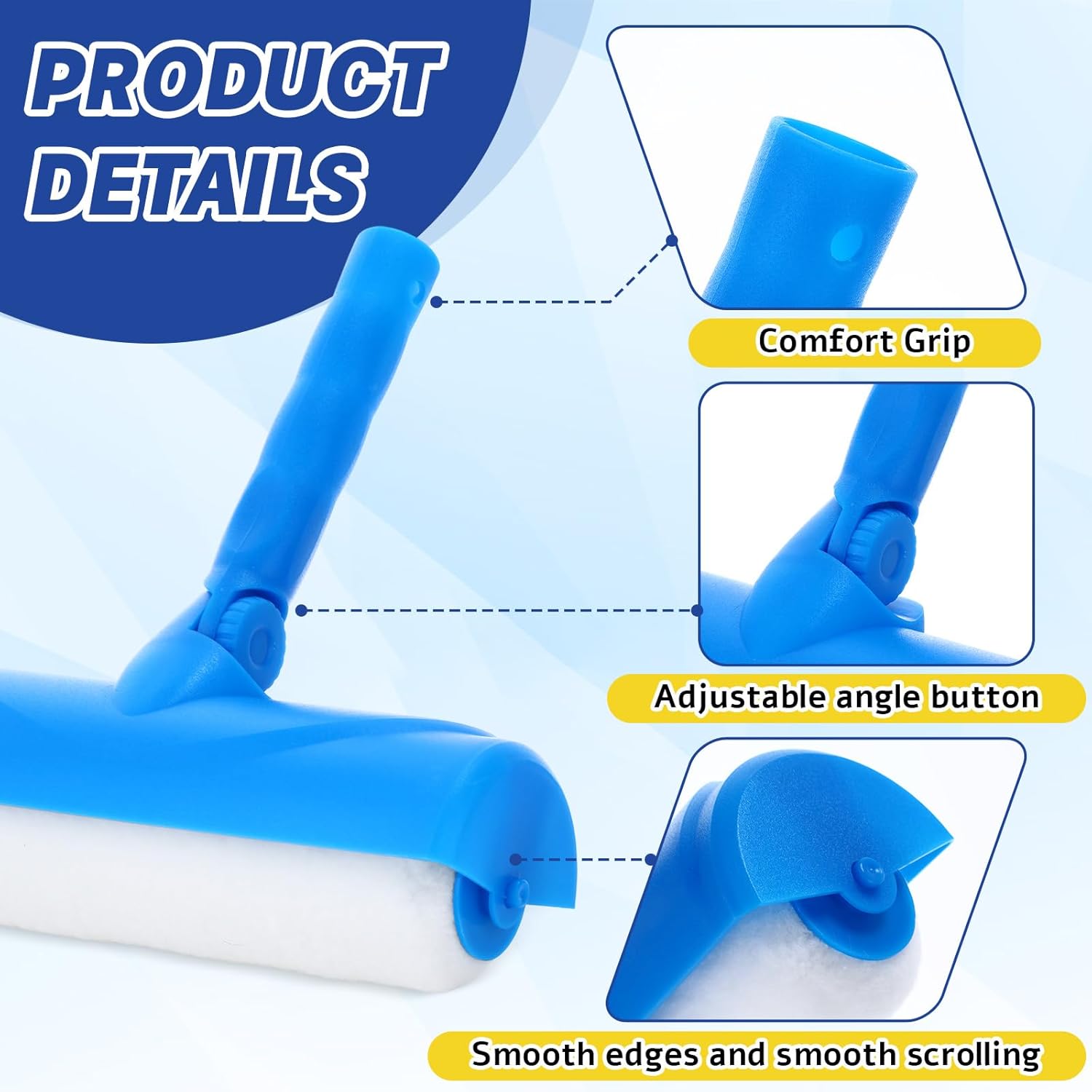 Ceiling Paint Roller No Drip Kit 8.5ft Extension Pole Included 3 Pcs 10 Inch Ceiling Paint Roller with Shield and Adjustable Head No Drip Splatter-Free Brush for Painting Ceilings Walls Doors