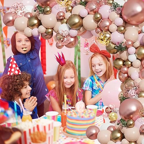 Miniatura 4 de Kit de guirnalda de globos de oro rosa, globos de confeti de oro rosa pastel, color rosa pastel metálico, globos blancos mate, globos de confeti de