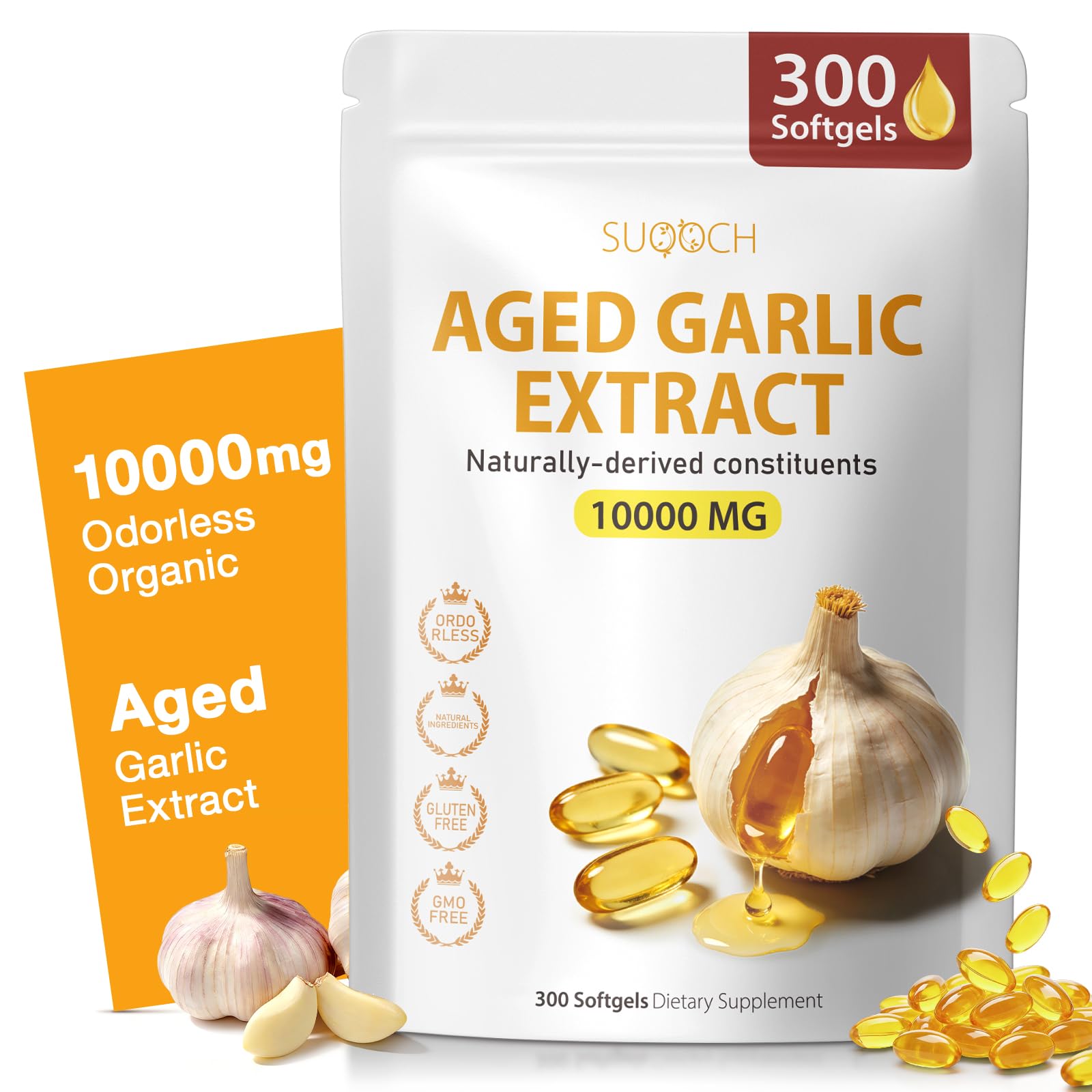 Odorless Aged Garlic Extract - 2-Year Aged Garlic Supplement for Heart Health & Immune Support - Natural Antioxidant Formula, Non-GMO, Gluten-Free - 300 Softgels (150-Day Supply) — Amazon image 8