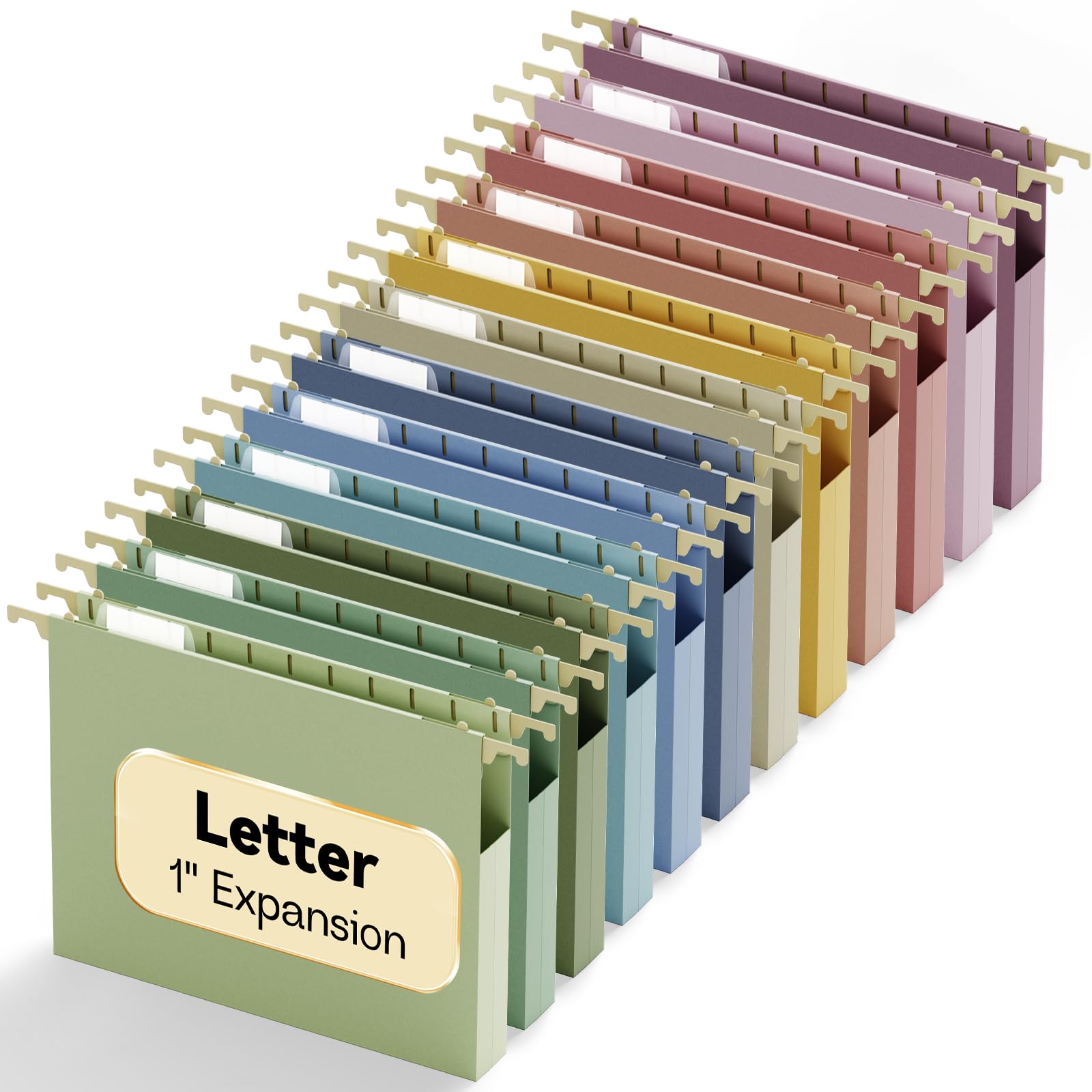 Kunststoff-Hängeregistratur-Ordner in Briefgröße, verstärkte Aktenordner mit Tabs, 2,5 cm Erweiterung, Hängeregistratur-Organizer für Zuhause, Büro, Macaron, robuste Ordner für Aktenrahmen, 12