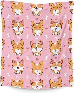 Corgi Blanket Gifts - 50"x60" Cute Throw for Adults, Kids - Pink Soft Fuzzy Blankets for Bed, Couch & Living Room