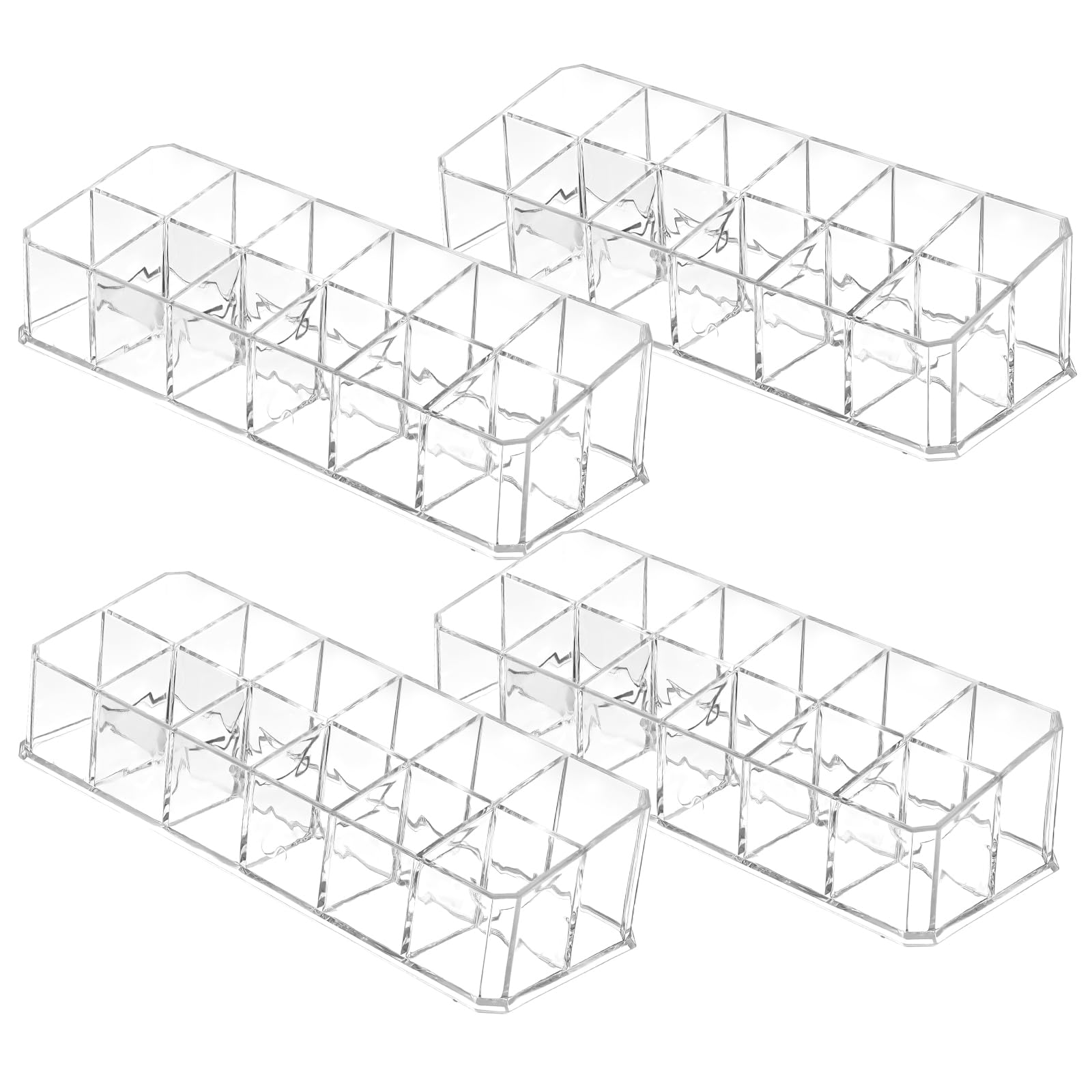 Photo 1 of Pafeooui 4 PCS Acrylic Lipstick Organizer, Lipstick Holder, 12-Slot Lip Gloss Holder, Beauty Makeup Storage Display Cosmetic Organizer