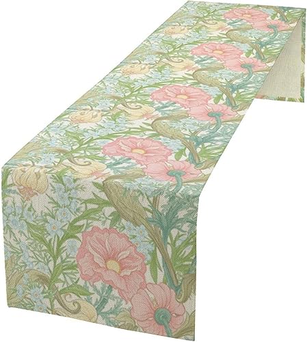 Miniatura 15 de Camino de mesa floral de margaritas, flores amarillas retro de los años 70, ondas abstractas, estilo hippie, moderno, camino de mesa para cocina,