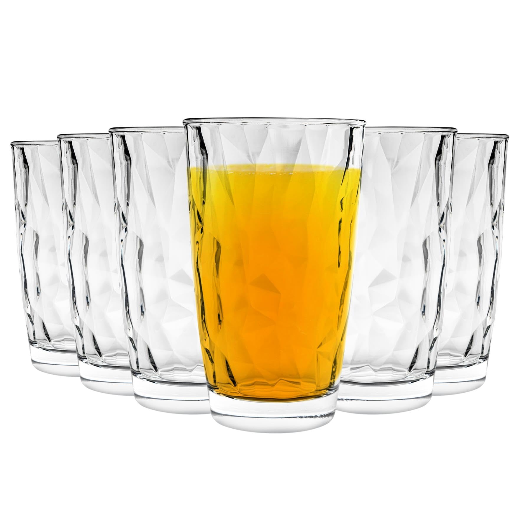 Bormioli Rocco Transparent Diamond Highball Cocktail Glasses Set - 470Ml - Pack Of 24