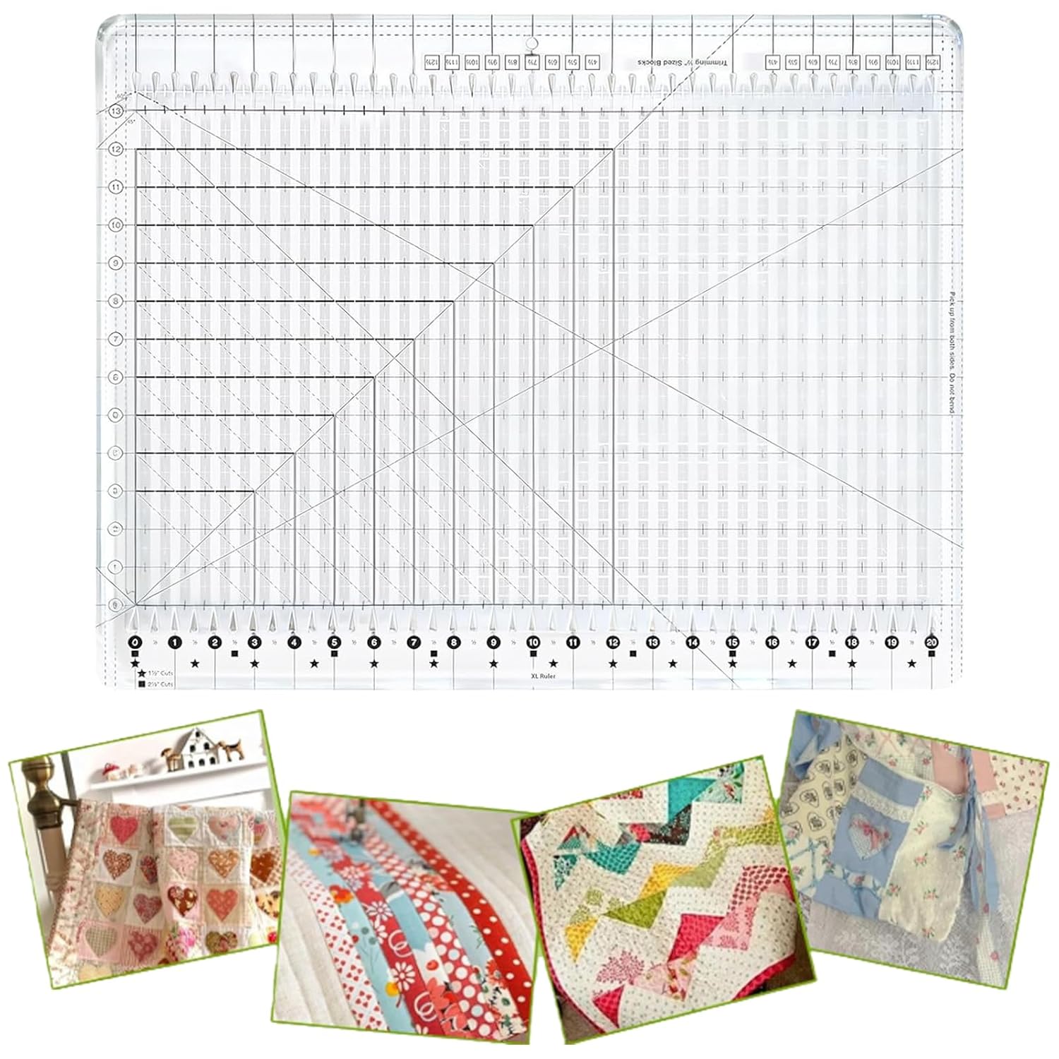 17-3/4” x 22” Slotted Quilting Ruler – XL Acrylic Quilting Ruler for Fabric Cutting, Long Arm Quilting, Precision Strip & Patchwork Sewing Template