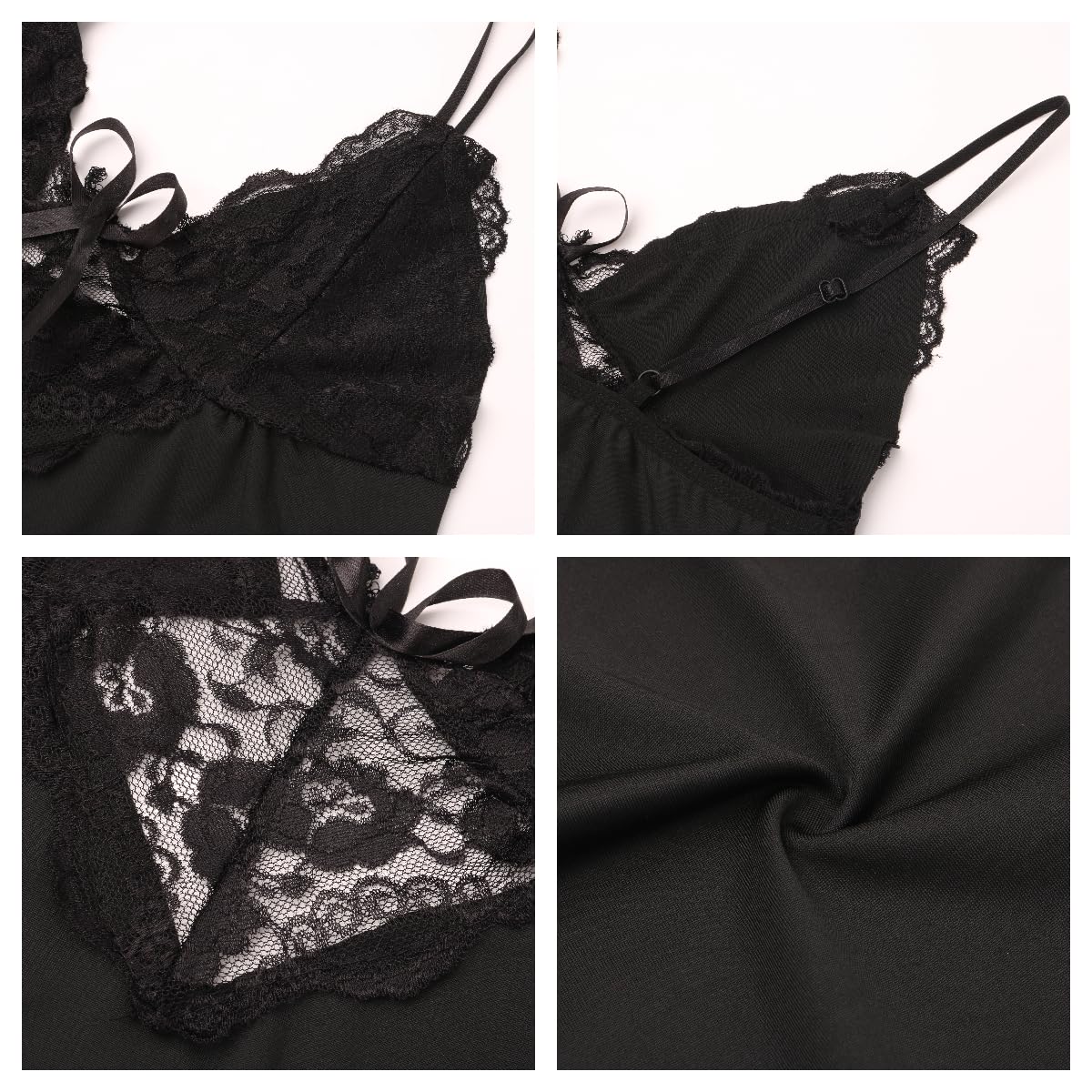 Seksowne komplety piżam damskich 2 szt. Jednokolorowe komplety piżamowe Koronkowa bielizna nocna Casual Odzież codzienna Camisole Letnia bielizna nocna S-XL Głęboki dekolt w szpic Domowa piżama Top i