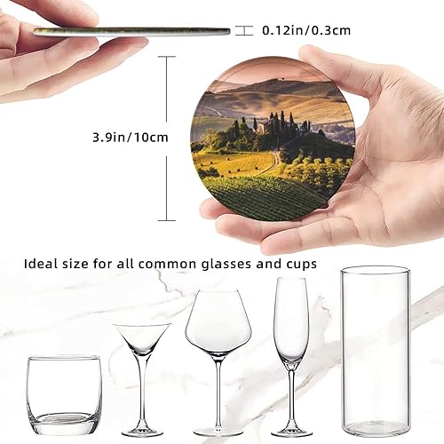 Miniatura 6 de Juego de 6 posavasos de cuero con soporte para taza de café de cristal