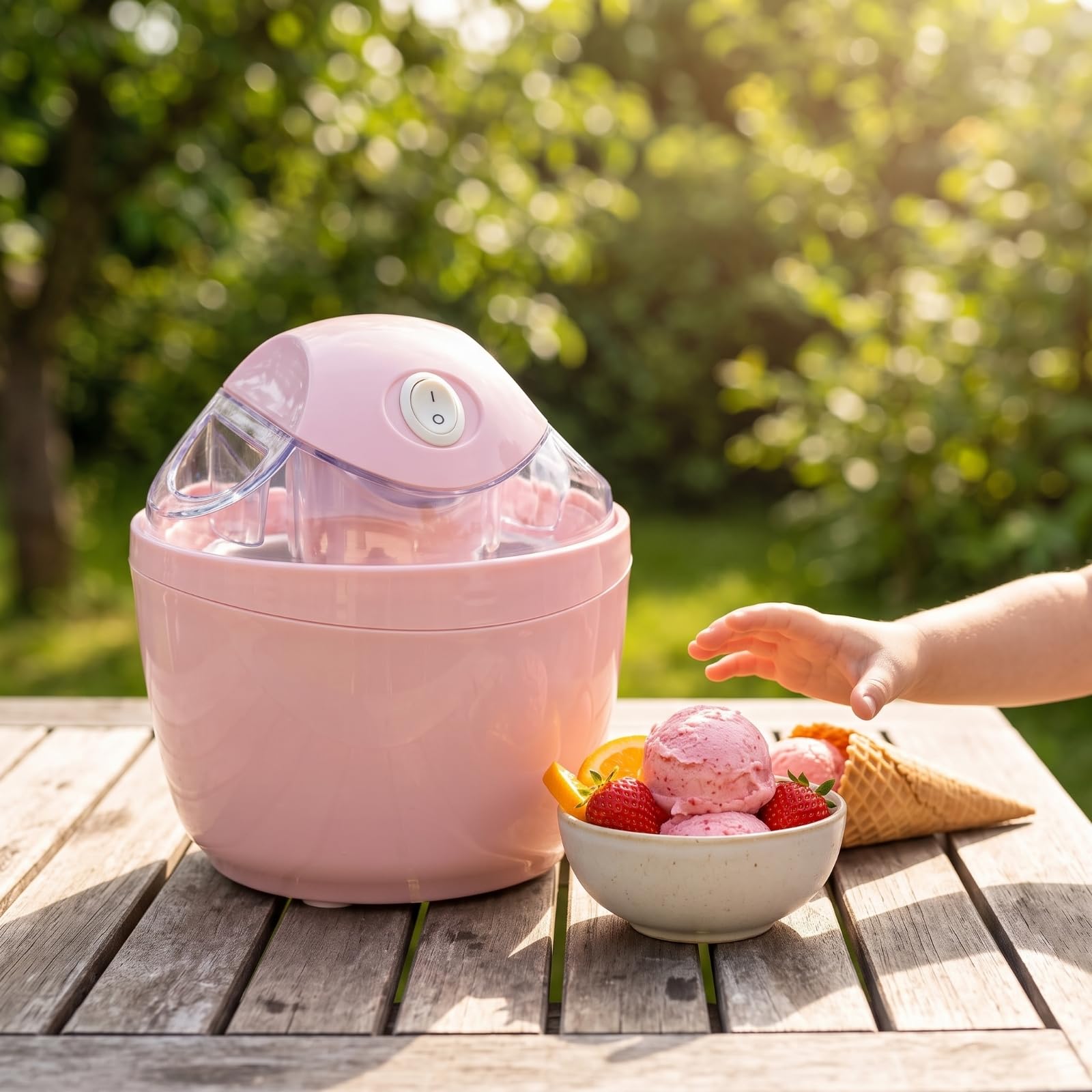 Máquina de Helados Infantil Heladera Automática Creado Postres Crema Fría con Observación del y Tamaño Ahorro de Espacio Adecuada y en Casa, Azul Claro