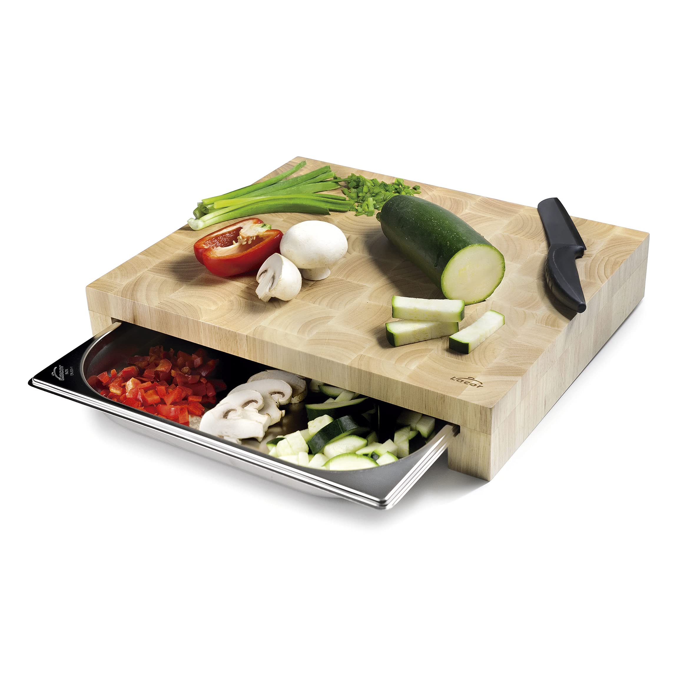 Lacor 60592 - Planche à découper en bois, planche à découper de cuisine | Ustensile professionnel durable; conçu pour un rendement optimal y nettoyage rapide et facile au lave-vaisselle