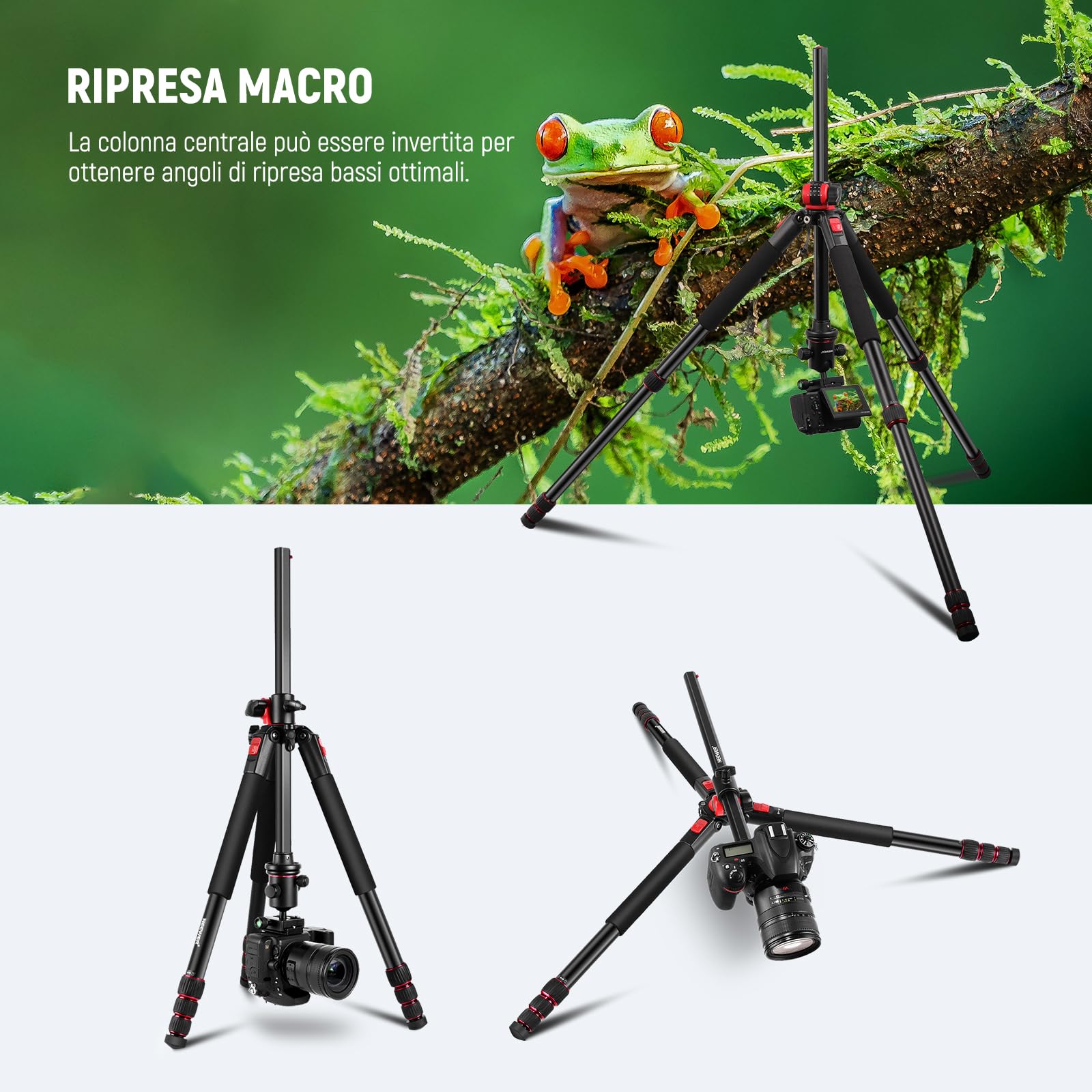 NEEWER 184cm Treppiede Monopiede per Fotocamera con Colonna Centrale e Testa a Sfera in Alluminio, Piastra QR Tipo Arca, Borsa, Treppiede Braccio Orizzontale per Fotocamera DSLR, Videocamera, Max 33lb