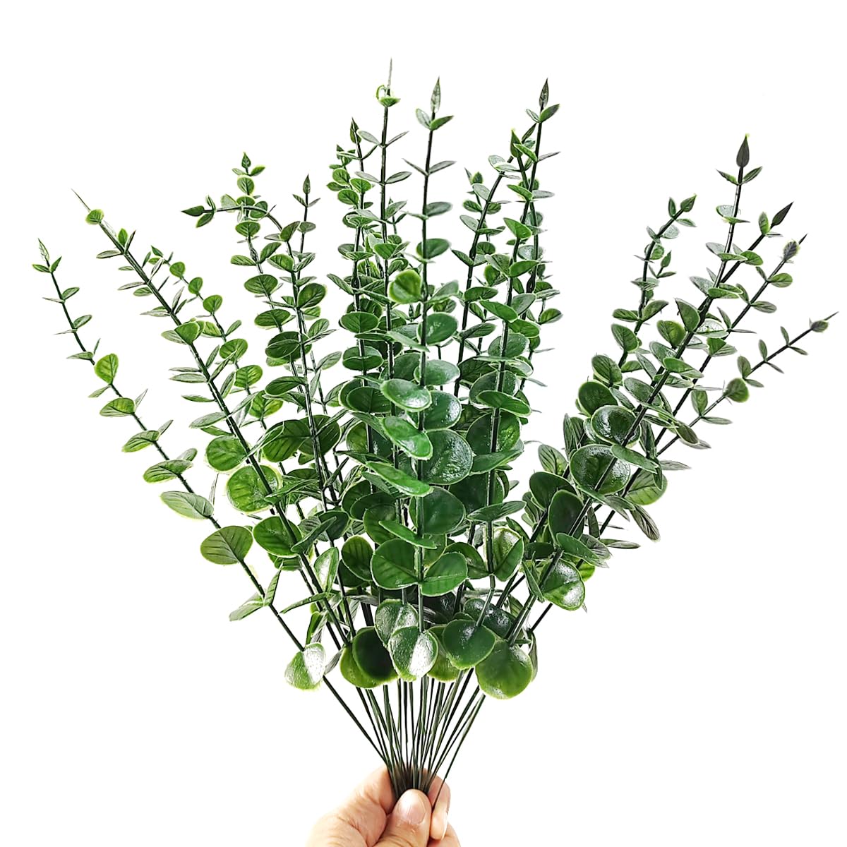 TIHOOD 15PCS Artificial Eucalyptus Stem Faux Eucalyptus Decor Artificial Green Branches Leaves - for Wedding Floral Arrangements Home Decor