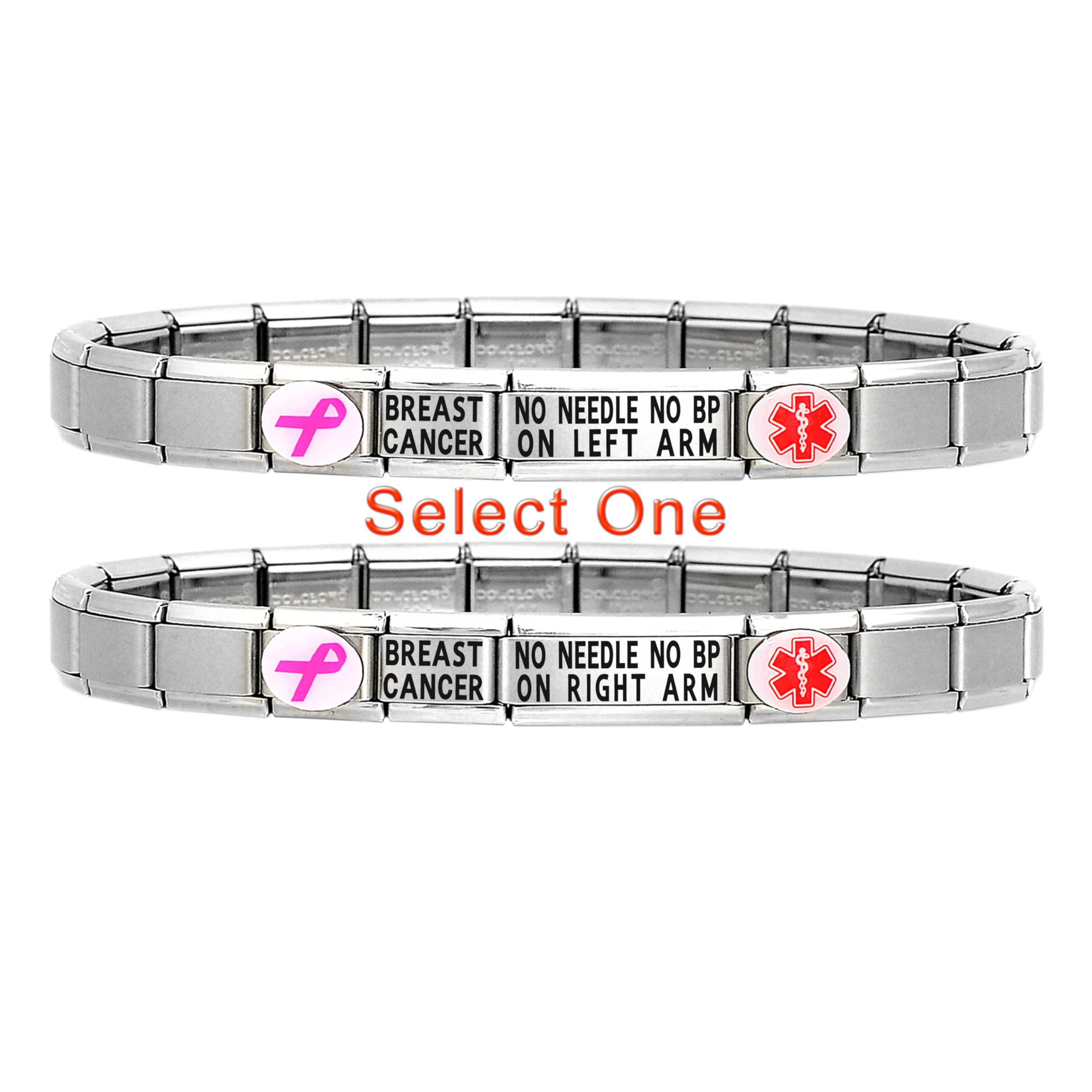 Breast Cancer Lymphedema Medical Alert Id Bracelet Italian Modular - Main Image