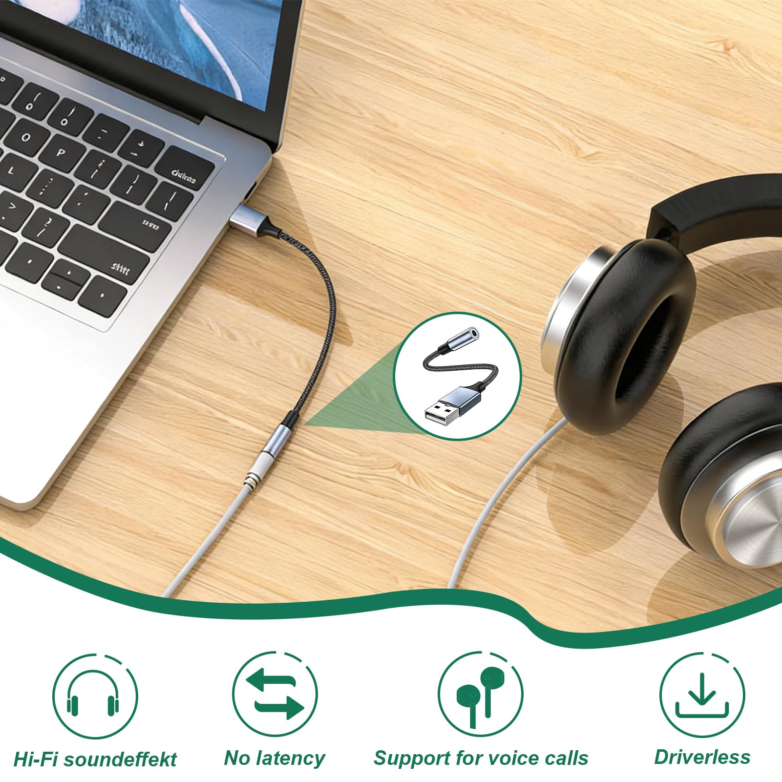 Adaptateur USB vers Jack 3.5mm, Adaptateur USB Audio Carte Son Externe TRRS Audio et Micro, Plug and Play sans Pilote, Compatible avec Switch Raspberry Pi PC Windows macOS Linux - 4