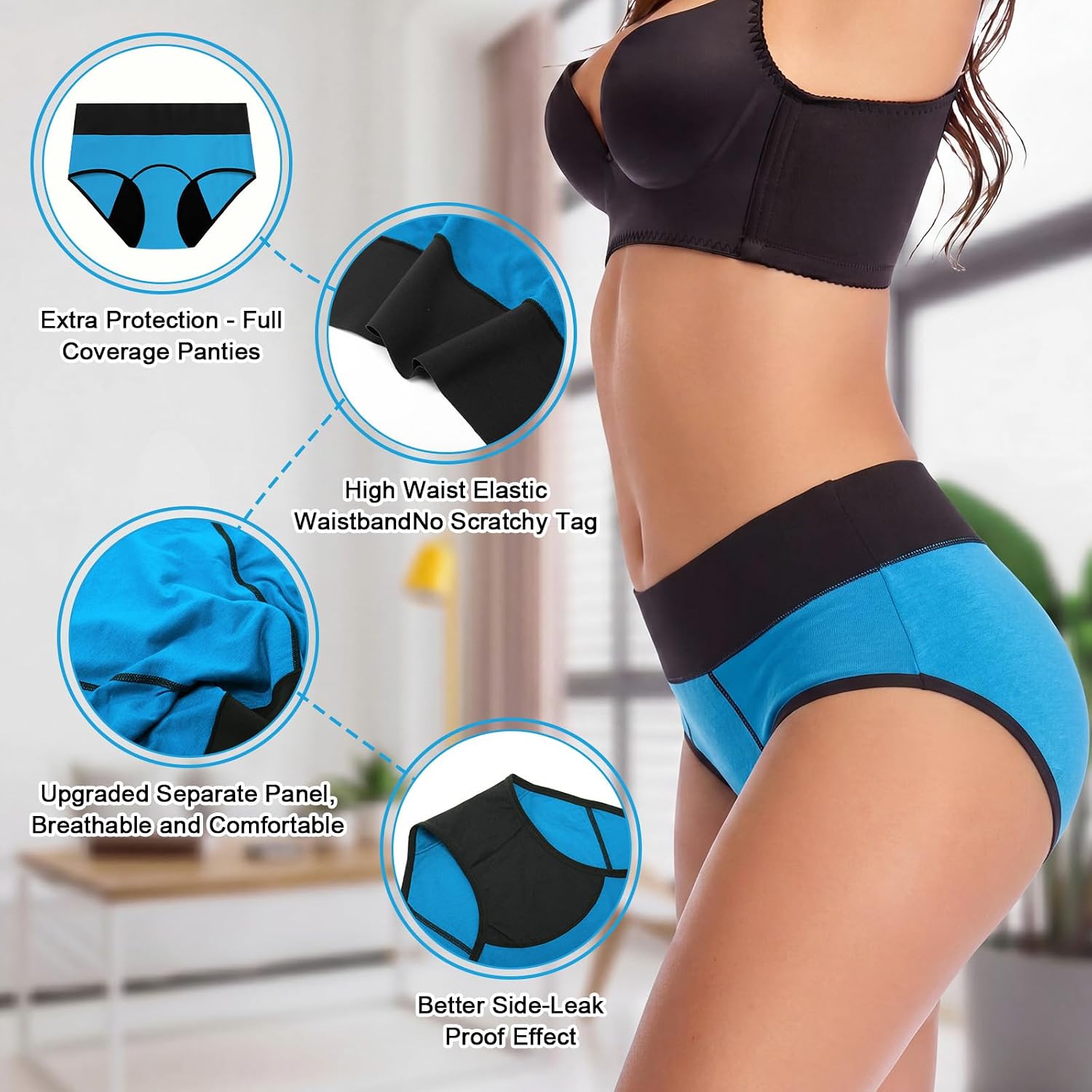 Unittype 12 Pack Incontinence Underwear for Women, High Absorbency Reusable Leakproof Washable Postpartum Briefs for Bladder Leak & Menopause (Medium)