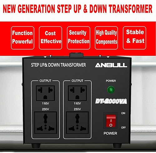 Miniatura 6 de Anbull Convertidor de voltaje de 2000 W, transformador de voltaje de 220 V, 230 V, 240 voltios a 110 V, 120 voltios o 110 V, 120 voltios a 220 V,