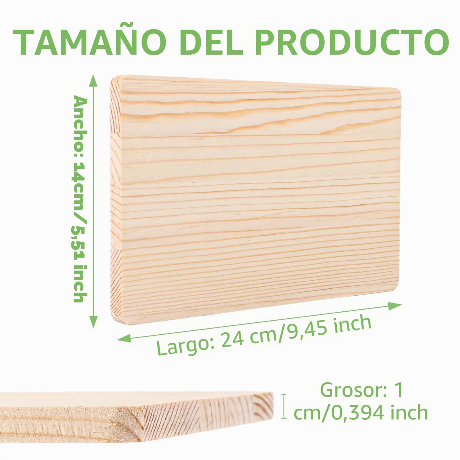 10 tablas de desayuno de madera, 24 x 14 x 1 cm, tablas de pino sin tratar, para pan, carne, verduras