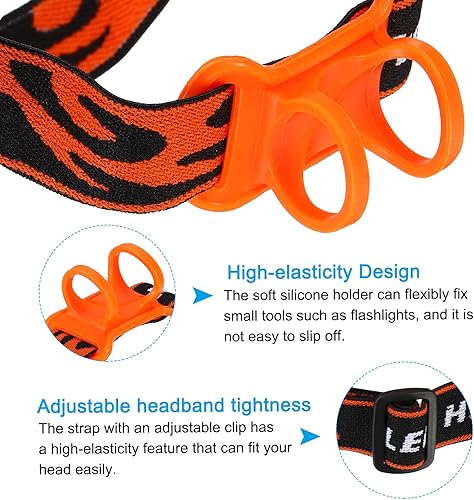 Miniatura 4 de PATIKIL Soporte para la diadema de linterna, 2 piezas de nailon ajustable, de alta elasticidad, manos libres, correa para faros delanteros para