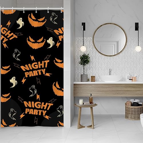 Miniatura 9 de Baocicco Juego de cortinas de ducha de fantasmas de Halloween, encantadores fantasmas de dibujos animados, divertidos trucos o tratos, cortinas de