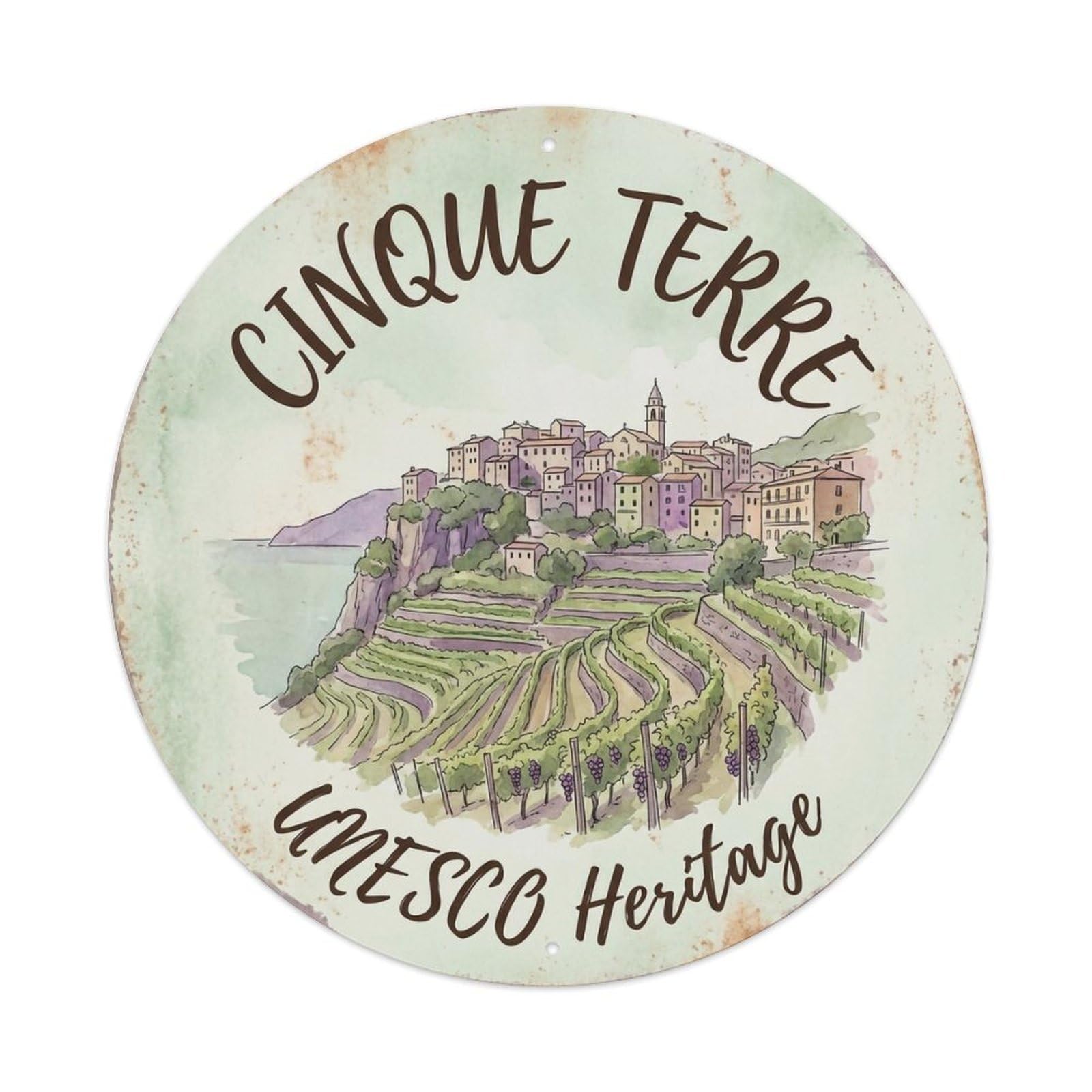 Vintage Travel Cinque Terre Italy Memento Metal Tin Sign