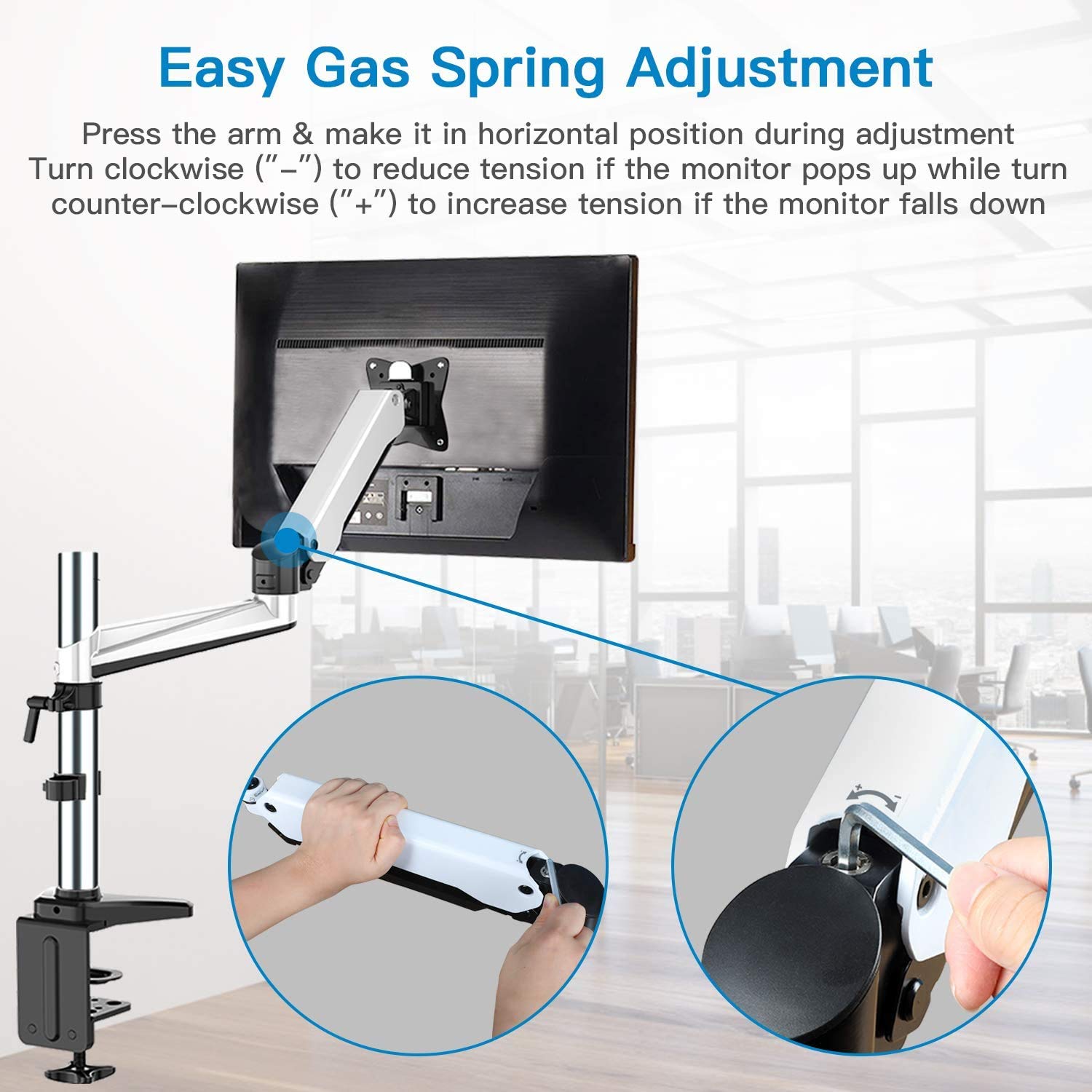 HUANUO Single Monitor Mount, Single Monitor Arm Fits 17 to 32 Inch