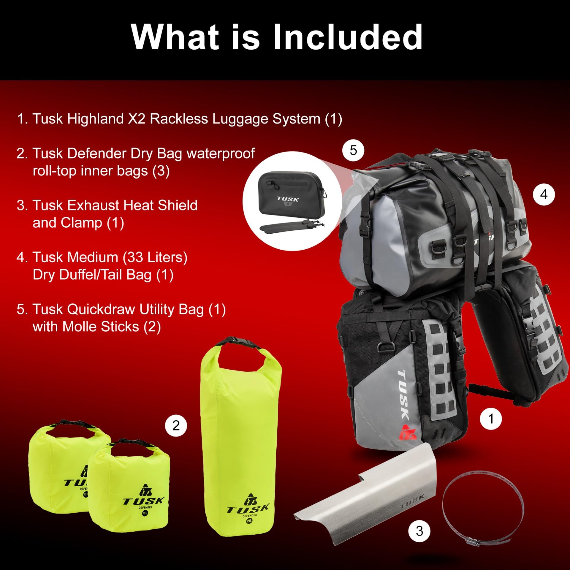 Amazon.com: TUSK Highland X2 Rackless Luggage System w/Medium Dry