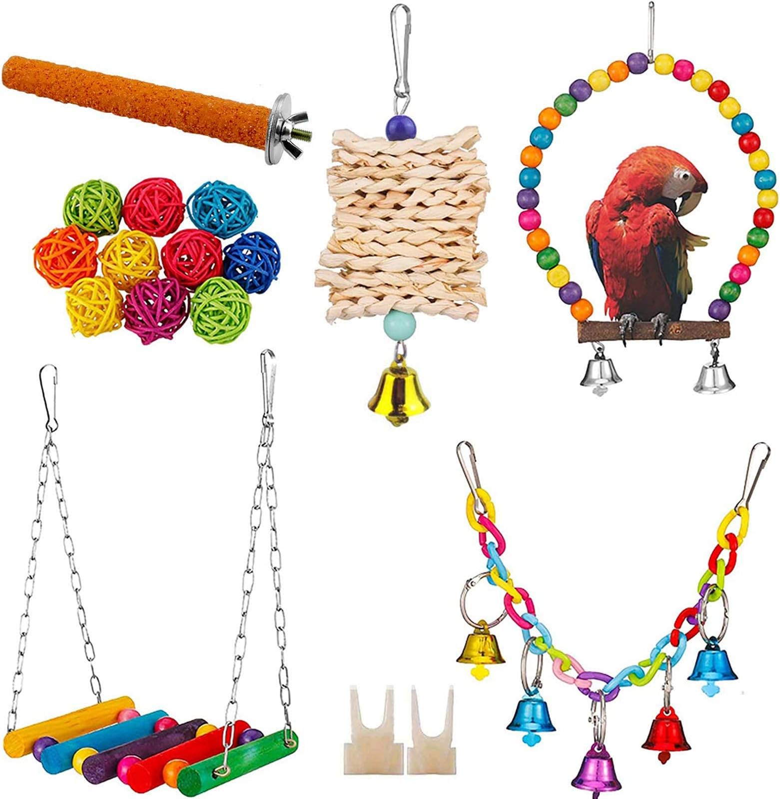 nymphensittich spielzeug basteln Ertisa 7er Vogelspielzeug für Vögel, Papageien, Schaukel, Kauspielzeug