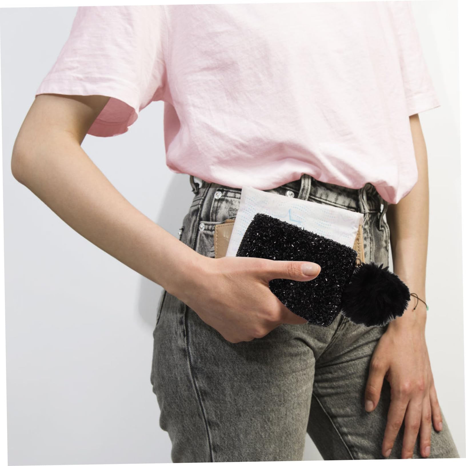 Housoutil 3stücke Sequin Kosmetiktasche Klein Tragbare Reiseaufbewahrung Pu Material Glänzender Look Für Urlaub Gym Und Organisation Farbe Schwarz s