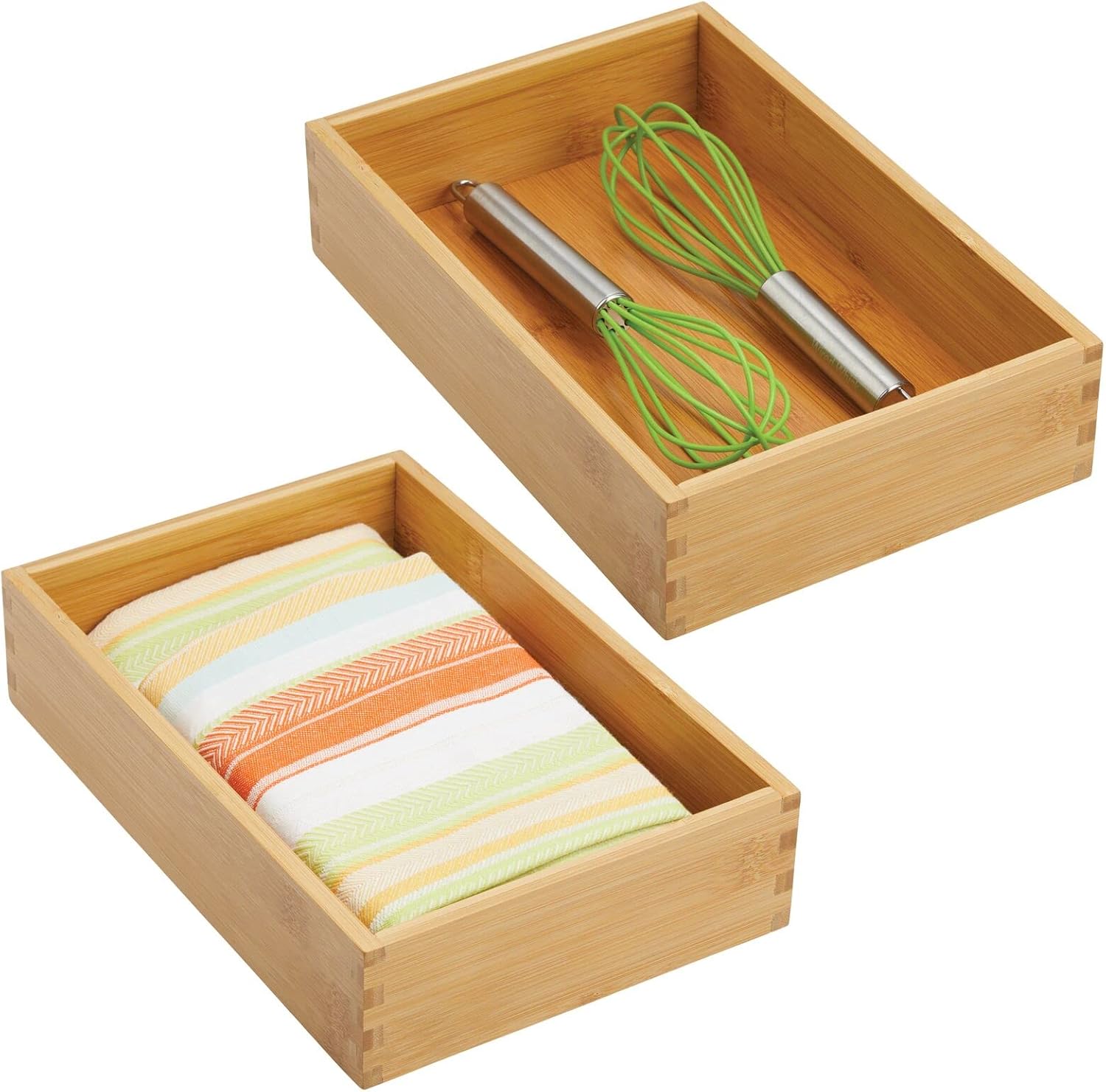 mDesign Set of 2 Functional Drawer Organiser — Elegant Bamboo Kitchen
