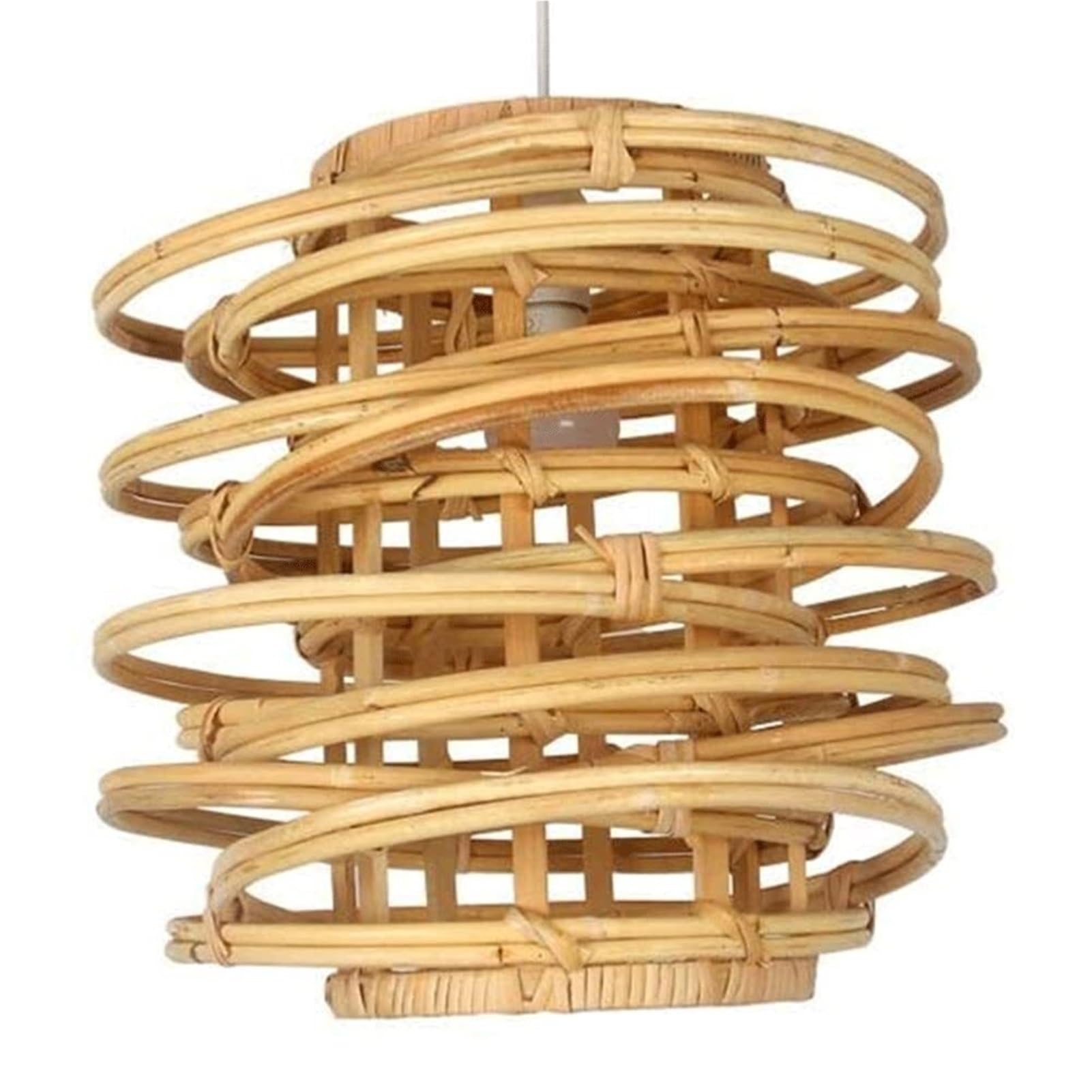 KBUUKYYXouy Revolving Rattan Hollow Side Glow Handwoven Japanese Vine Chandelier Natural Open Weave Cane Ceiling for Farmhouse Rustic Corridor Warehouse