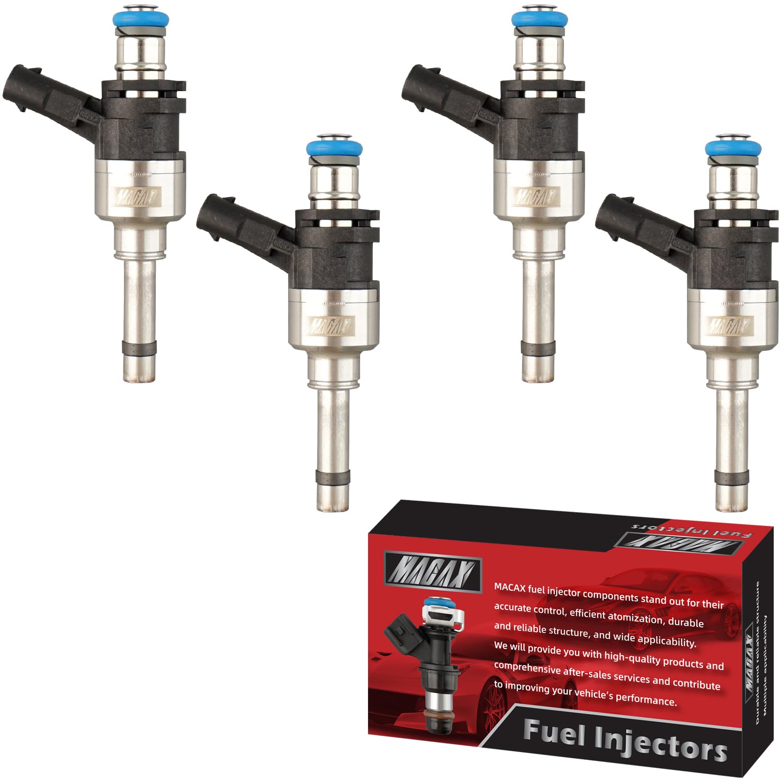 MACAX Set of 4 Fuel Injectors FJ1587 Replacement Compatible with Hyundai Sonata 2016-2019 Kia Optima 2017-2018 2.0L Hybrid Electric/Gas L4 - Replaces