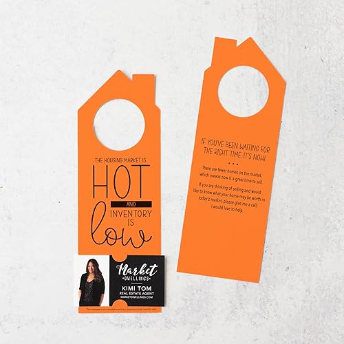 Miniatura 2 de "The Housing Market is HOT and Inventory is LOW" | Double Sided Real Estate Door Hanger | 23-DH002