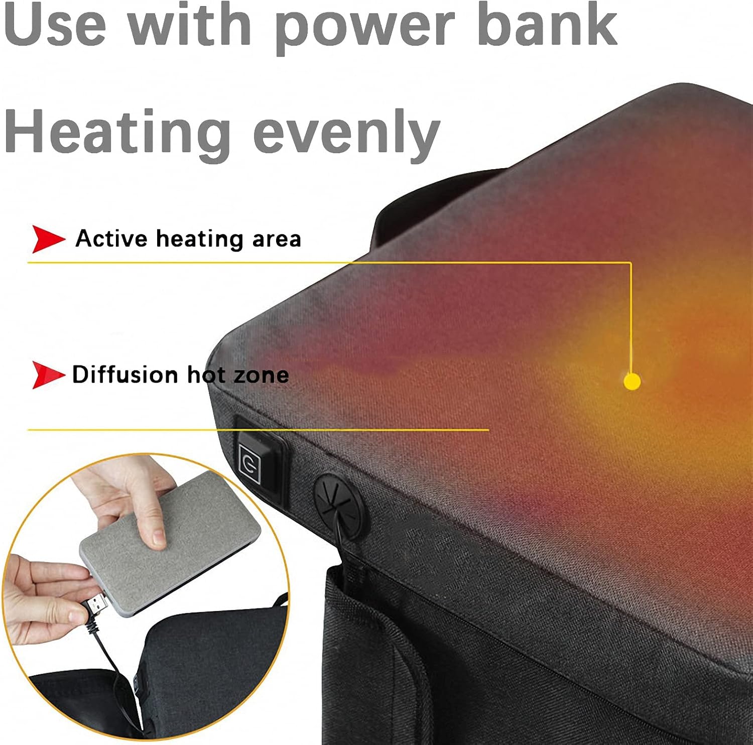 MAOTN アウトドア キャンプ USB ヒーティング クッション、ポータブルで快適なスタジアム パッド、冬用の 3 段階温度加熱ク