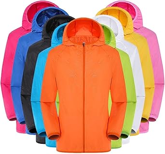 Rain Jackets Womens Mens Waterproof Cycling Packable Jackets with Hood Lightweight Removable UPF 50+ Sun Protection Raincoat