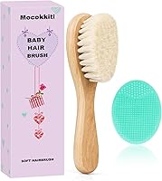 Mocokkiti Baby Hair Brush Set: Goat Bristles & Silicone Cradle Cap Brush for Newborns, Toddlers - Gentle 2-Piece Scalp Care Kit