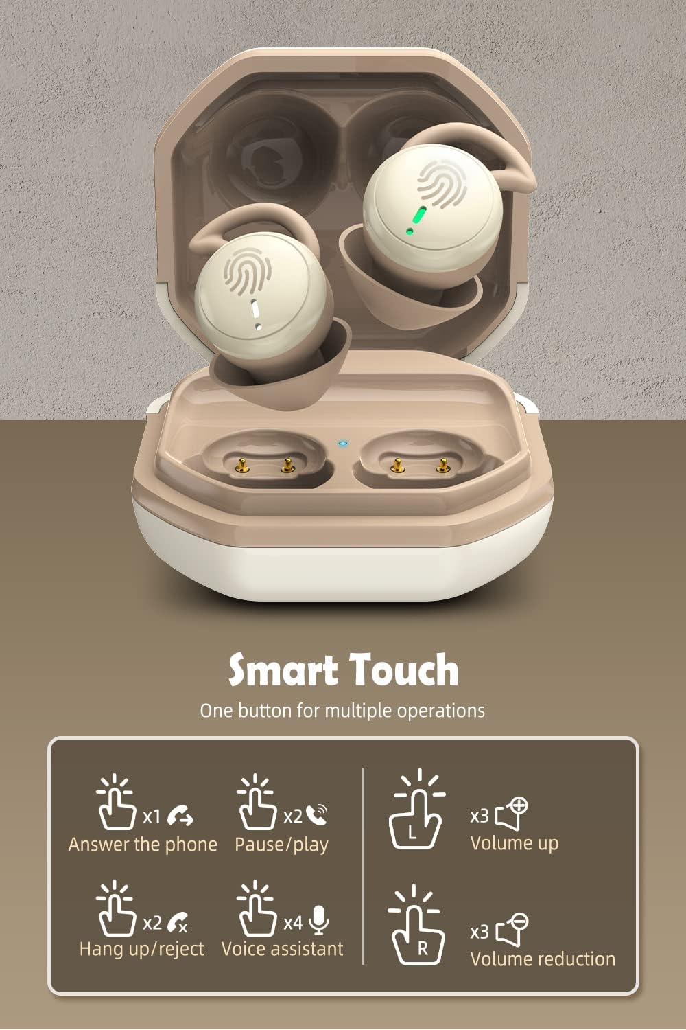 Sleep Earbuds Canal Noise Isolating Sleep Headphones Wireless In-Ear Mini Sleep Earphones Bluetooth 5.3 Small Ultra Soft Lightweight2.3g for Side Sleeper Flexible IPX5 Built-In Mic Snoring