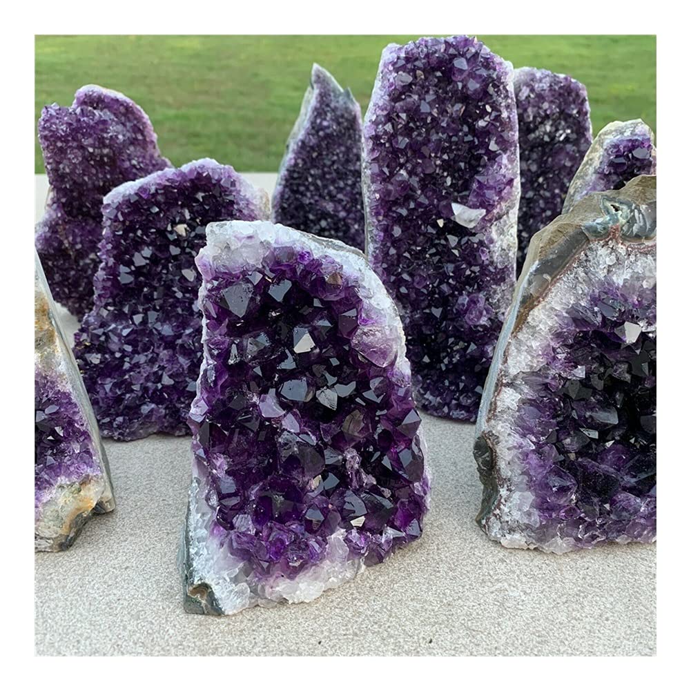 Artesanías de Piedra ¡Caliente! Espécimen de Cristal de racimo de Cuarzo de geoda de Amatista Natural decoración de la habitación (Size : 540-600g)