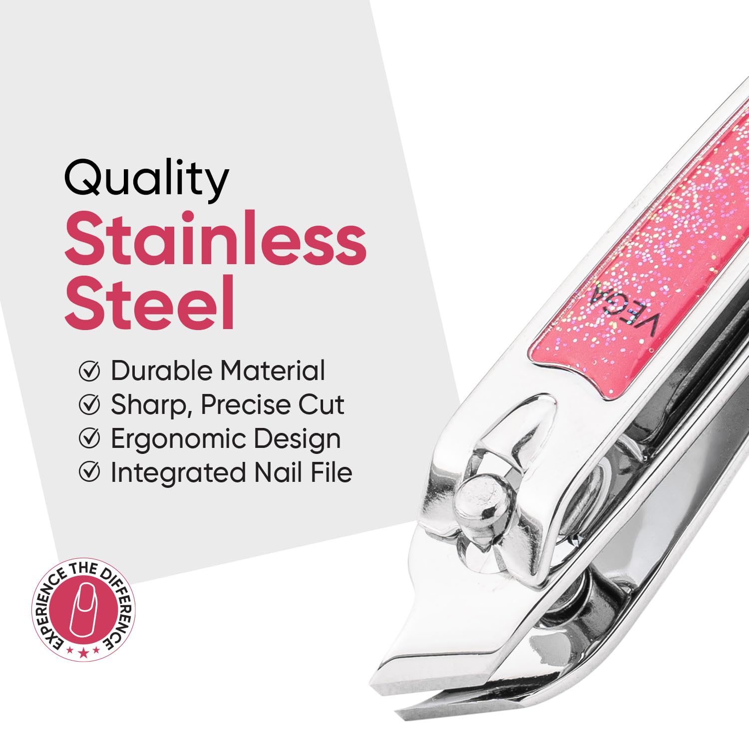 Vega Cuticle Trimmer for Women & Men | Cuticle Remover for Manicure & Pedicure with Nail Filer & Nail Pick | Sharp Precision Blades, Anti-Slip Grip, Salon Quality Nail Care Tool | (CNC-01) - Image 9 thumbnail