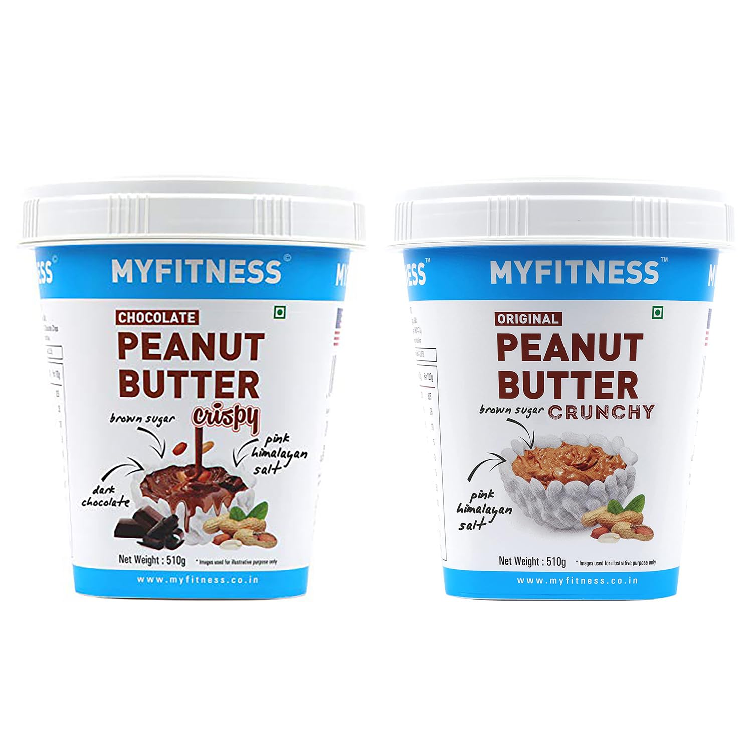 MYFITNESS Original Crunchy & Chocolate Crispy Peanut Butter Combo | Protein to Boost Energy | Tasty Nut Butter Spreads for Healthy Breakfast | Protein Rich Guilt Free Diet Snack (510g + 510g)-image-13
