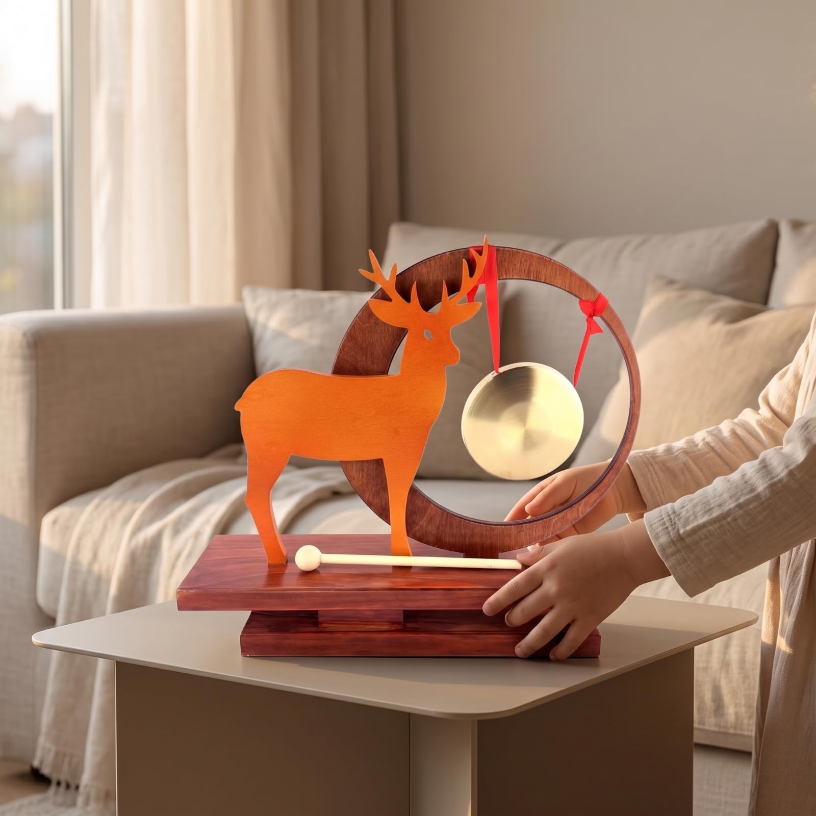 Qianly Gong con Soporte Tradicional | Elegante, Gong corativo, Compacto, para Oficina