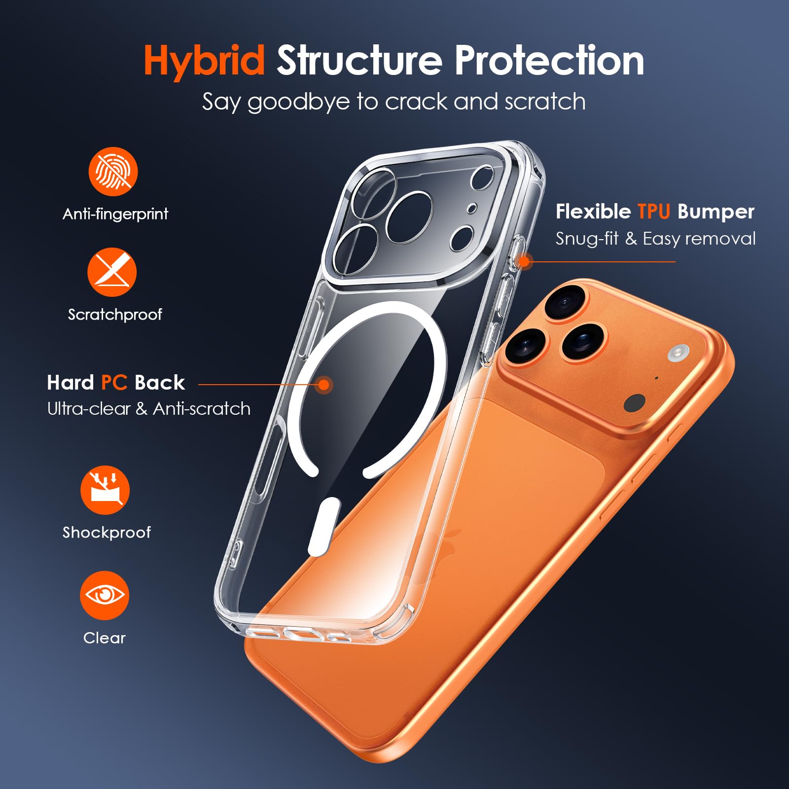 iVoler Cover Magnetica per iPhone 17 PRO 6.3 Pollici, [Compatibile con MagSafe] [Protezione Antiurto di Grado Militare] Custodia Traslucida Opaca Posteriore Sottile Silicone Protettiva Case