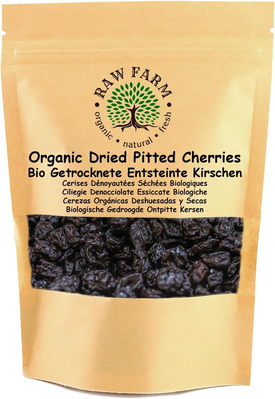 Raw Farm - Organic Dried Pitted Sweet Cherries 1 kg – 100% Natural & Additive-Free | No Added Sugar or Sweeteners | Soft, Juicy & Flavourful