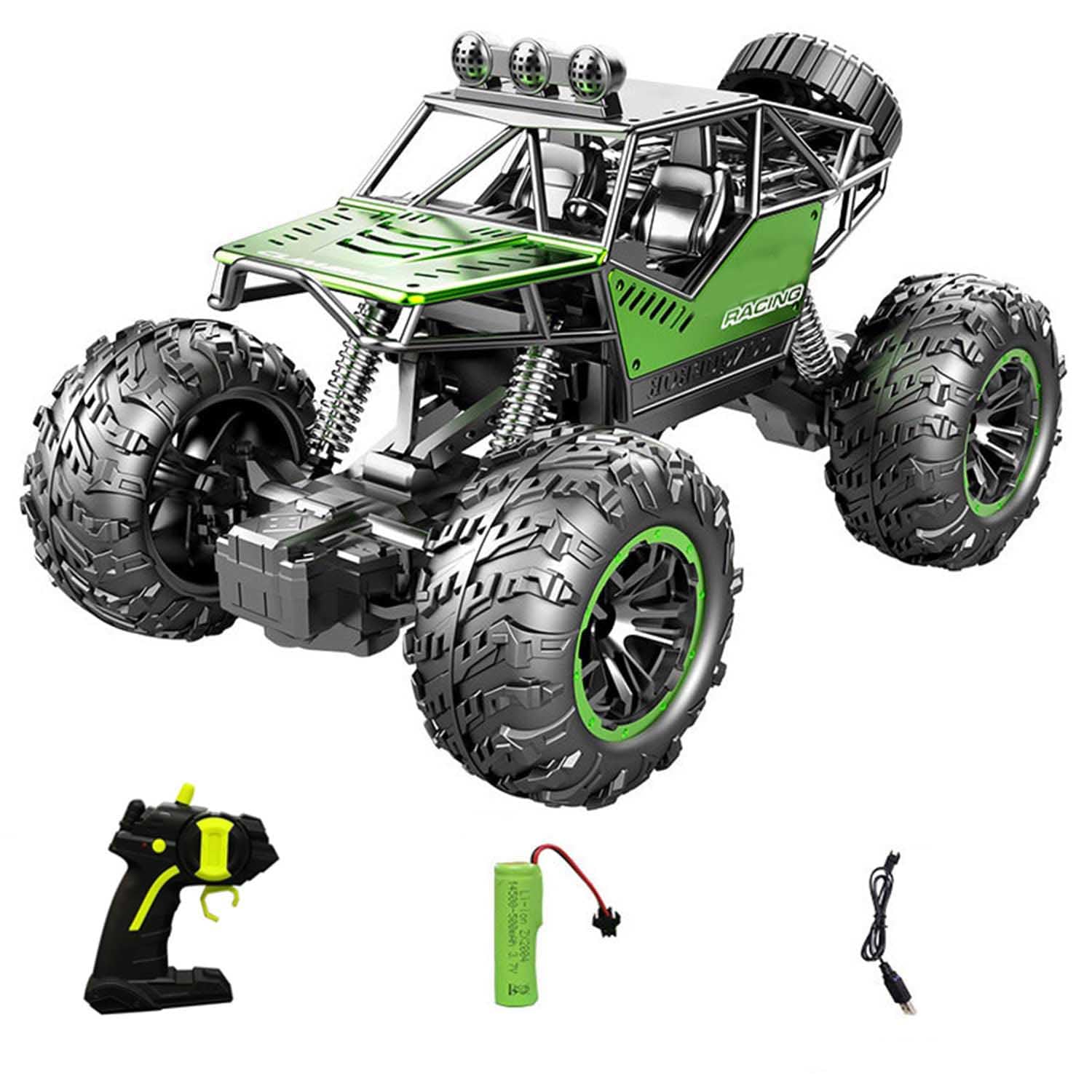 Sponsored Ad – ELECDON Remote Control Car 1:18 Off Road Monster Truck,Metal Shell 4WD Dual Motors LED Headlight Rock Crawler,2.4Ghz All Terrain Hobby Truck with 1 Batteries for 25 Min Play