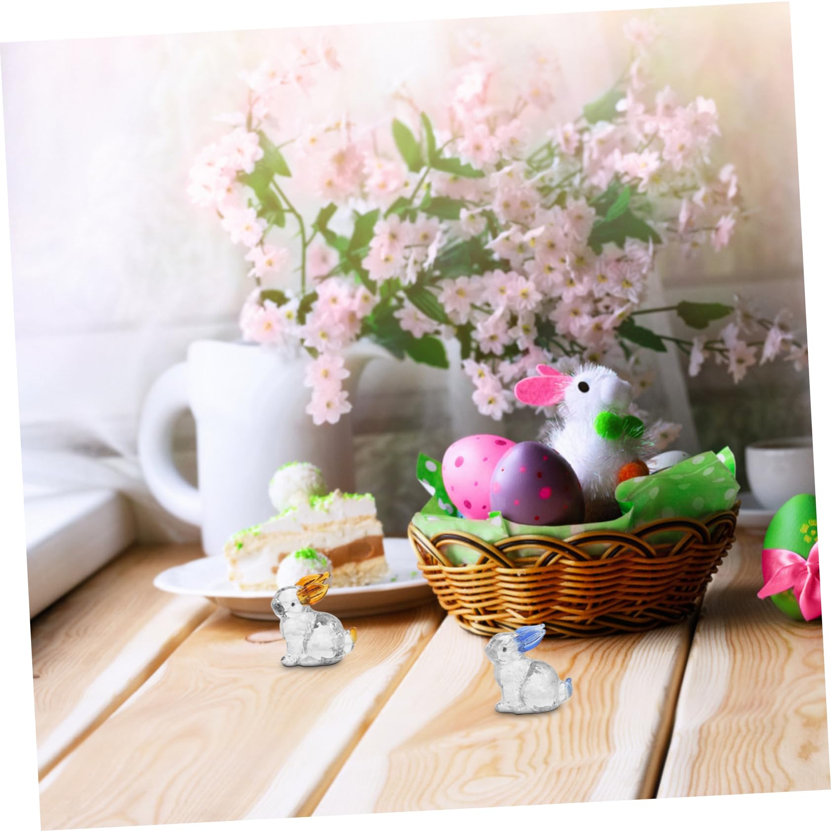 SOLUSTRE 10stücke Kristall Kaninchen Figurine Miniature Osterdeko Niedliche Statue Für Büro Und Wohnzimmer Blauer Und Farbton Kreative Tischdekoration